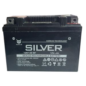 باتری موتورسیکلت سیلور مدل 12n7 3b mf 12v 7ah