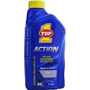 روغن موتور موتور سیکلت تاپ وان مدل action jaso ma2 20w 50 حجم 1 لیتر