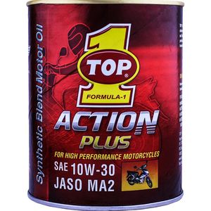 روغن موتور موتور سیکلت تاپ وان مدل action plus jaso ma2 10w 30 حجم 1 لیتر