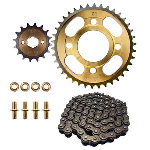 ست دنده زنجیر موتور سیکلت فابریک مدل c125 38t_15t  428h 102l مناسب برای هندا 125 مجموعه 11 عددی