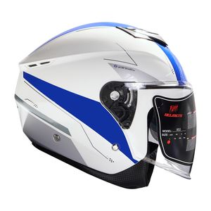 کلاه کاسکت بدون فک فلش مدل 852 glossy white blue