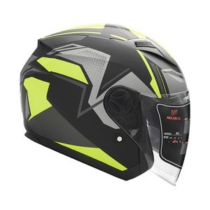 کلاه کاسکت بدون فک فلش مدل 868 matt black neon yellow