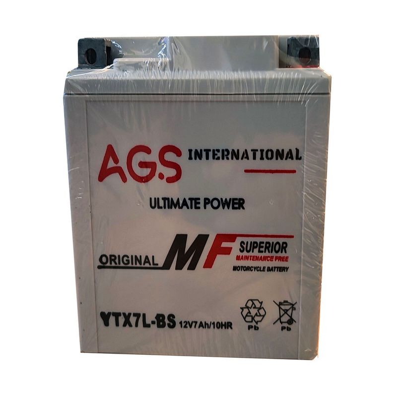 باتری موتورسیکلت ای جی اس مدل ytx7l bs 12v 7ah بلند