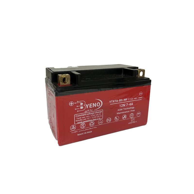 باتری موتورسیکلت بینا باتری مدل باینو ۱۲ ولت ۷ آمپر 12v 7ah _ 10hr