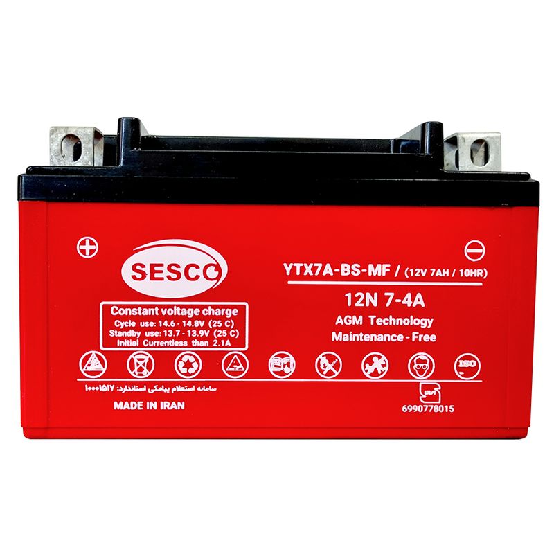 باتری موتورسیکلت سسکو مدل ytx7a bs mf_ (12v 7ah _ 10hr)