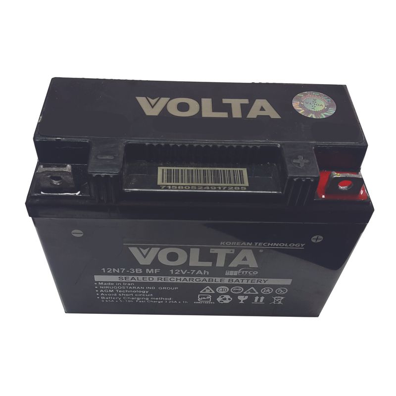 باتری موتورسیکلت ولتا مدل 12n7 3b mf 12v 7ah