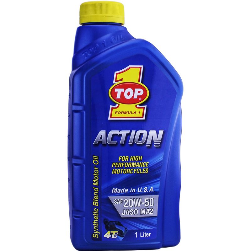 روغن موتور موتور سیکلت تاپ وان مدل action jaso ma2 20w 50 حجم 1 لیتر