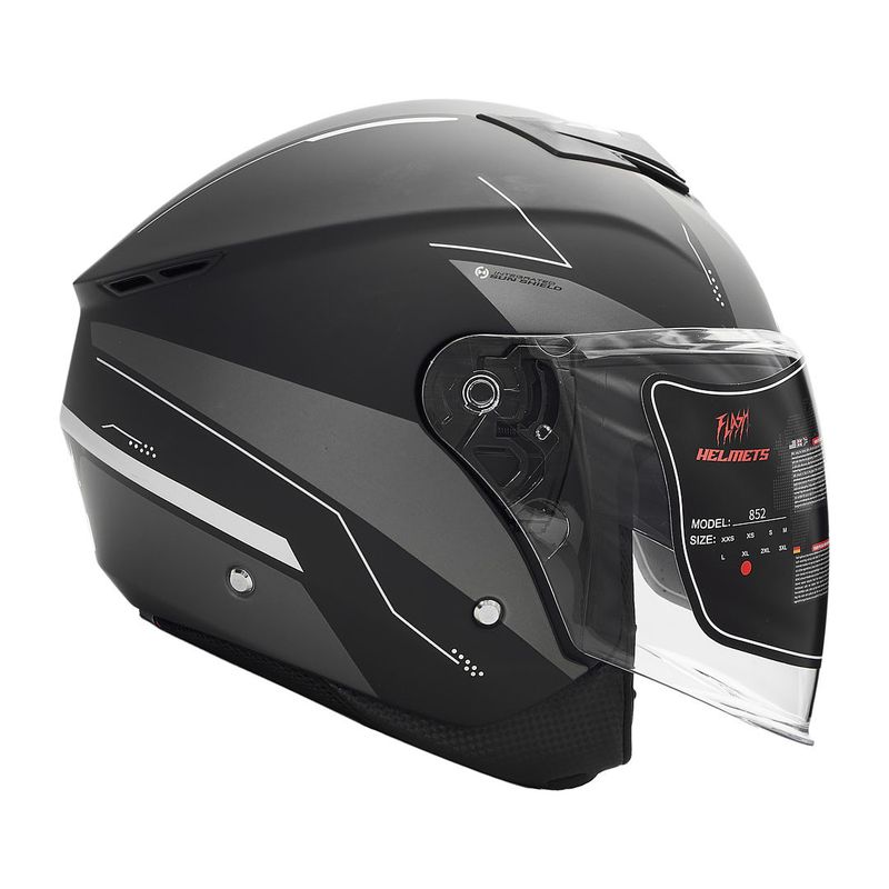 کلاه کاسکت بدون فک فلش مدل 852 matt black gray
