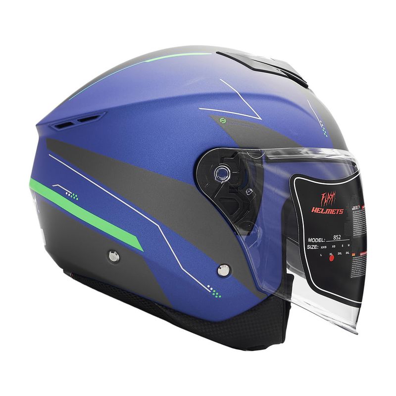 کلاه کاسکت بدون فک فلش مدل 852 matt blue neon green