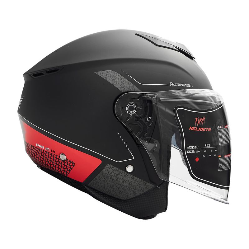 کلاه کاسکت بدون فک فلش مدل 852 matt red black