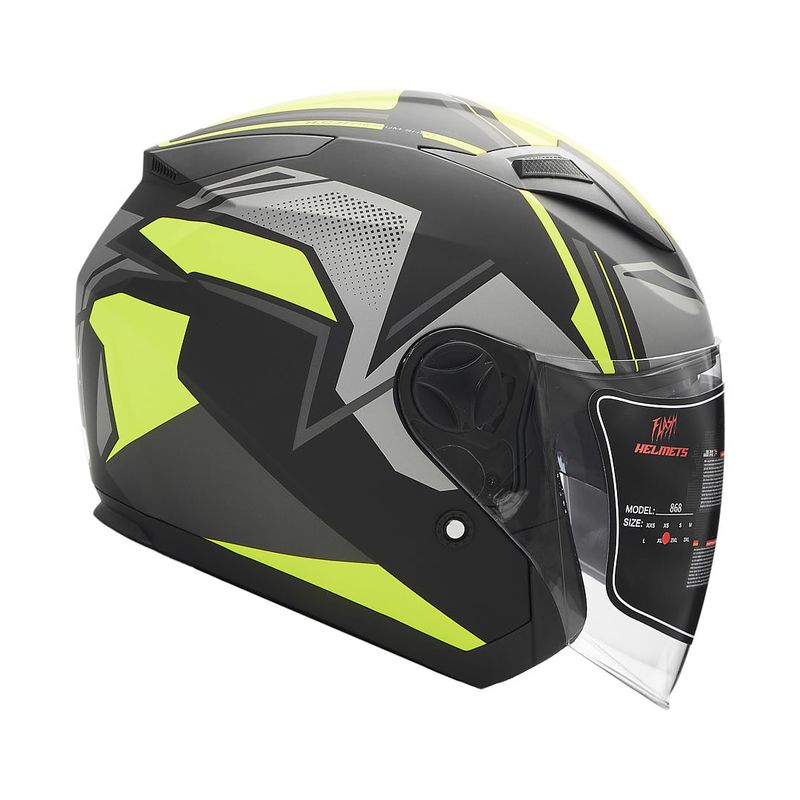 کلاه کاسکت بدون فک فلش مدل 868 matt black neon yellow