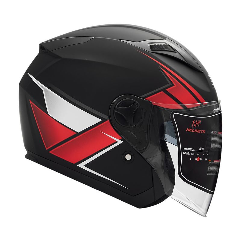 کلاه کاسکت بدون فک فلش مدل 868 matt black red white