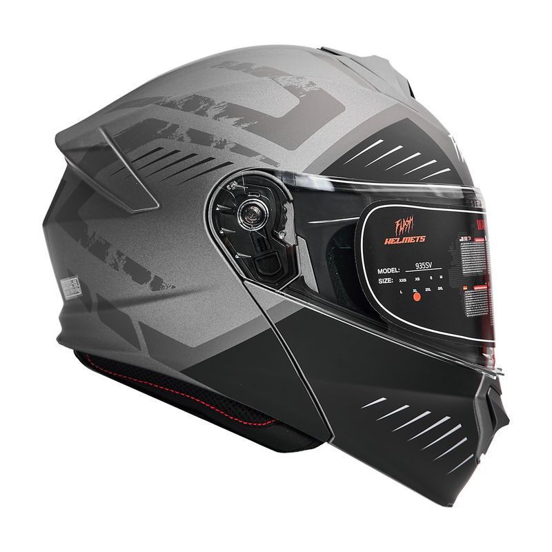 کلاه کاسکت فک متحرک فلش مدل 935sv black gray