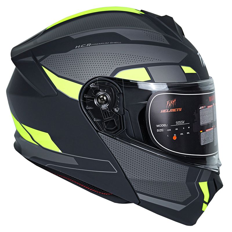 کلاه کاسکت فک متحرک فلش مدل 935sv black_neon yellow