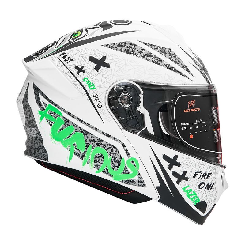 کلاه کاسکت فک متحرک فلش مدل 935sv neon yellowgreen white