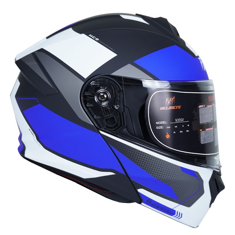 کلاه کاسکت فک متحرک فلش مدل 935sv white_blue