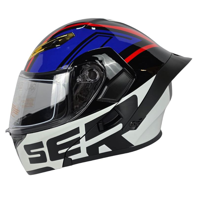 کلاه کاسکت فک متحرک کایک مدل 772 طرح blue ser