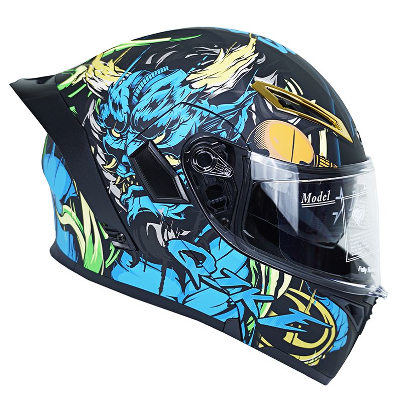 کلاه کاسکت فک متحرک کایک مدل 772 طرح blue thunder god