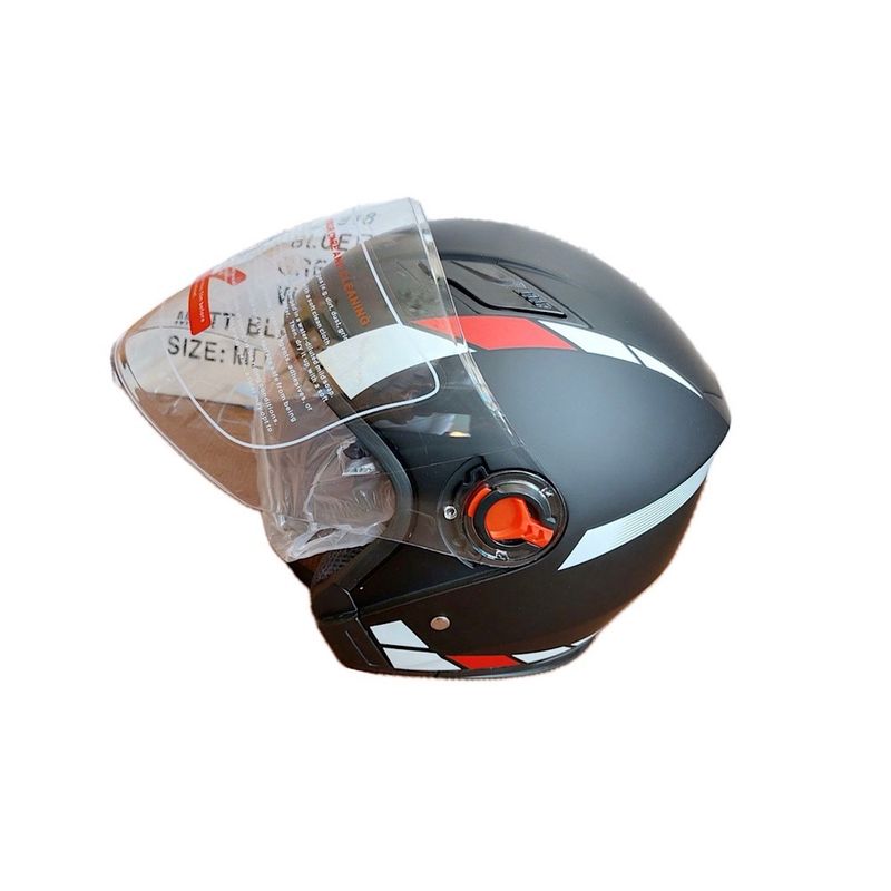 کلاه کاسکت مدل بدون فک عینکدار کد 501 balck line w&r