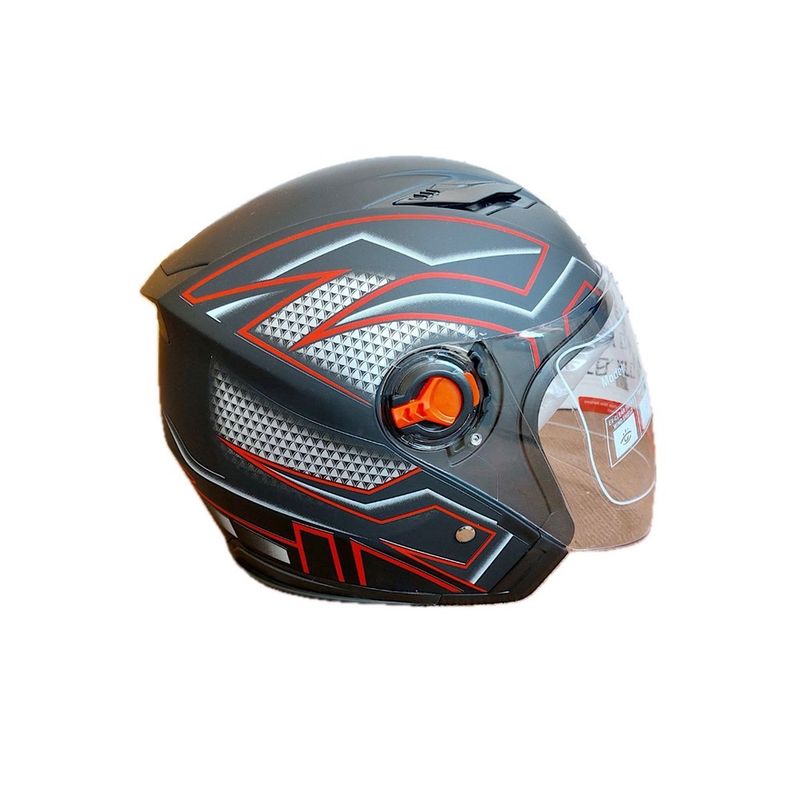 کلاه کاسکت مدل بدون فک عینکدار کد 501 black line red