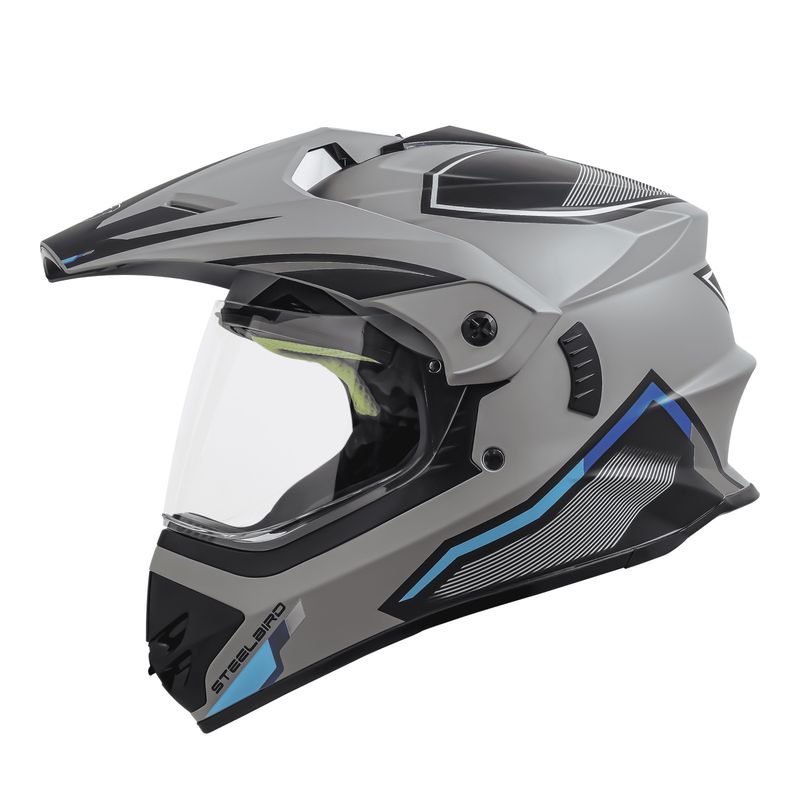 کلاه کاسکت چانه‌دار استیل برد مدل racer tgrey